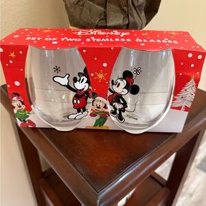 Disney Set of 2 Stemless Christmas Glasses